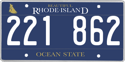 RI license plate 221862