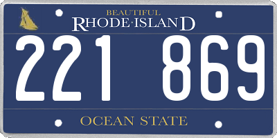 RI license plate 221869