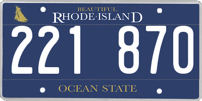 RI license plate 221870