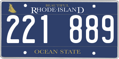 RI license plate 221889
