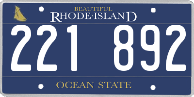 RI license plate 221892