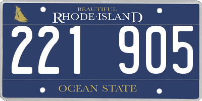RI license plate 221905