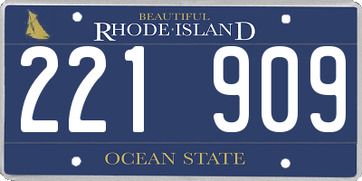 RI license plate 221909