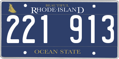 RI license plate 221913