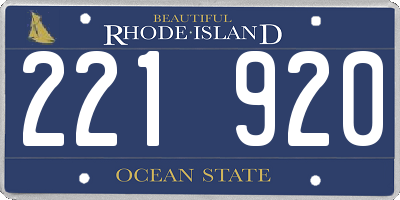 RI license plate 221920