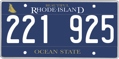 RI license plate 221925