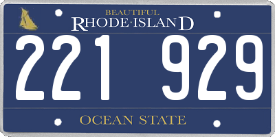 RI license plate 221929