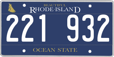 RI license plate 221932