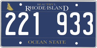 RI license plate 221933