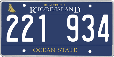 RI license plate 221934