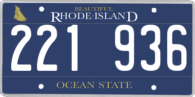 RI license plate 221936
