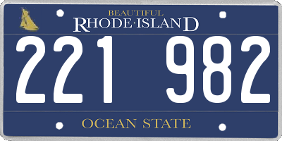 RI license plate 221982