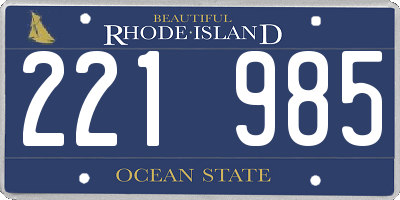 RI license plate 221985