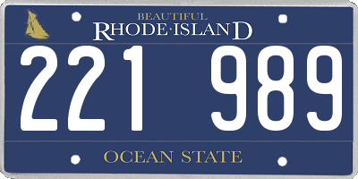 RI license plate 221989