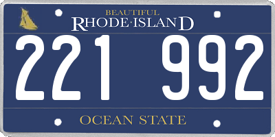 RI license plate 221992