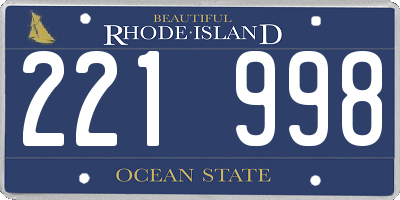 RI license plate 221998