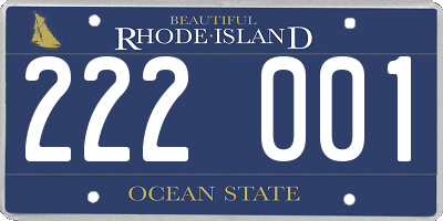 RI license plate 222001