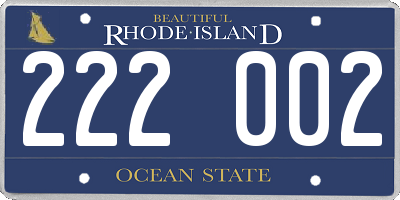 RI license plate 222002