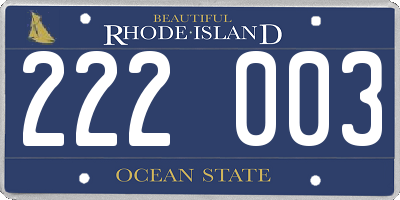 RI license plate 222003