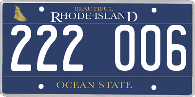 RI license plate 222006