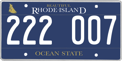 RI license plate 222007