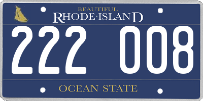 RI license plate 222008