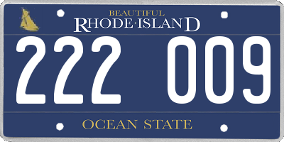 RI license plate 222009