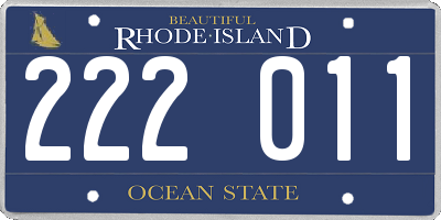 RI license plate 222011