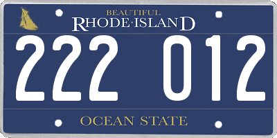 RI license plate 222012