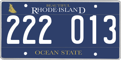 RI license plate 222013