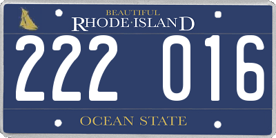 RI license plate 222016