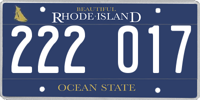 RI license plate 222017