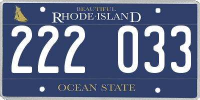 RI license plate 222033