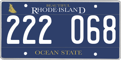 RI license plate 222068