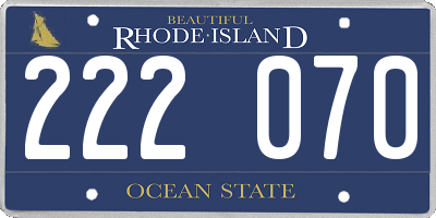 RI license plate 222070