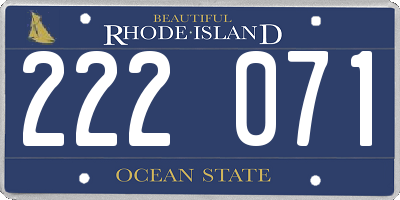 RI license plate 222071