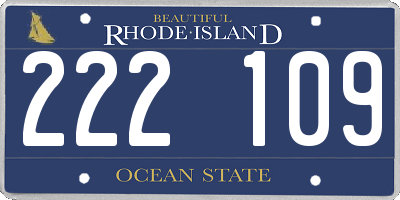 RI license plate 222109