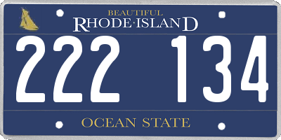 RI license plate 222134
