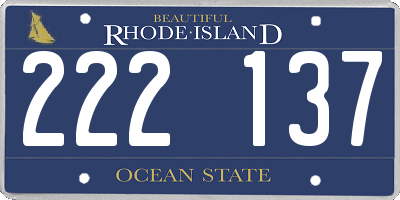 RI license plate 222137