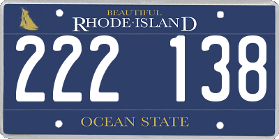 RI license plate 222138