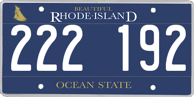 RI license plate 222192