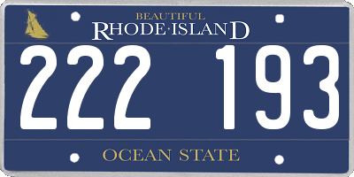 RI license plate 222193