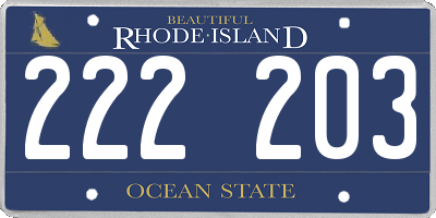 RI license plate 222203