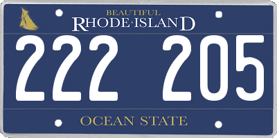RI license plate 222205