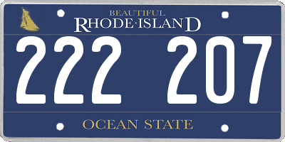 RI license plate 222207
