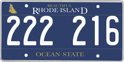 RI license plate 222216