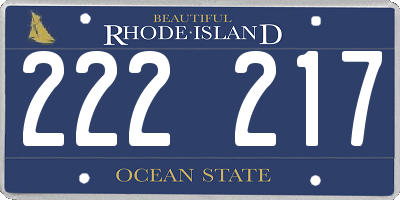 RI license plate 222217