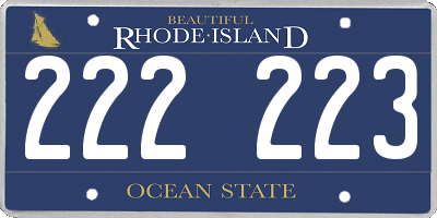 RI license plate 222223