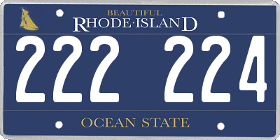 RI license plate 222224