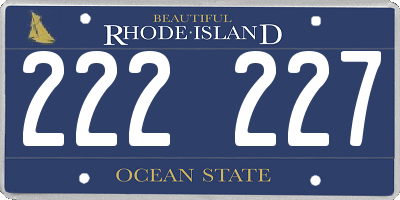 RI license plate 222227